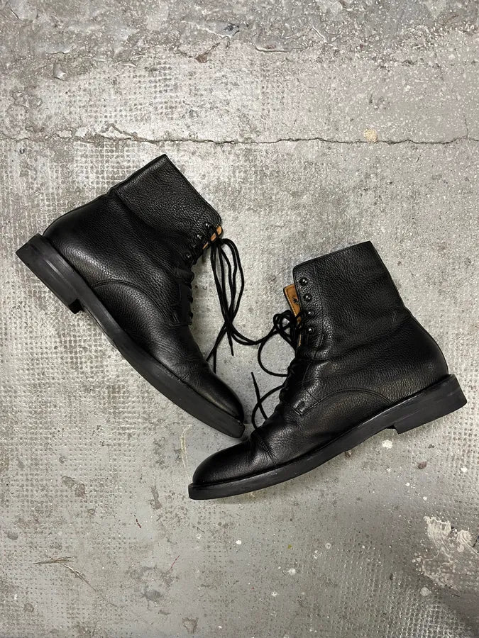 Maison Margiela Black High Combat Leather Boits (42eu/us8.5) IulvdJJ 1