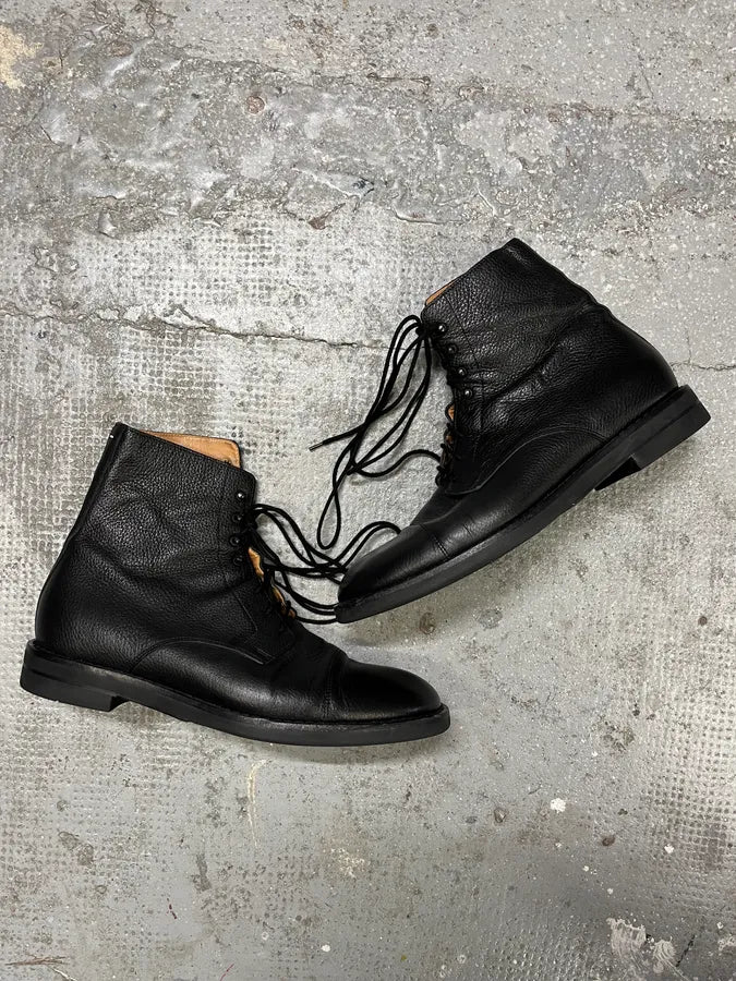 Maison Margiela Black High Combat Leather Boits (42eu/us8.5) IulvdJJ 3