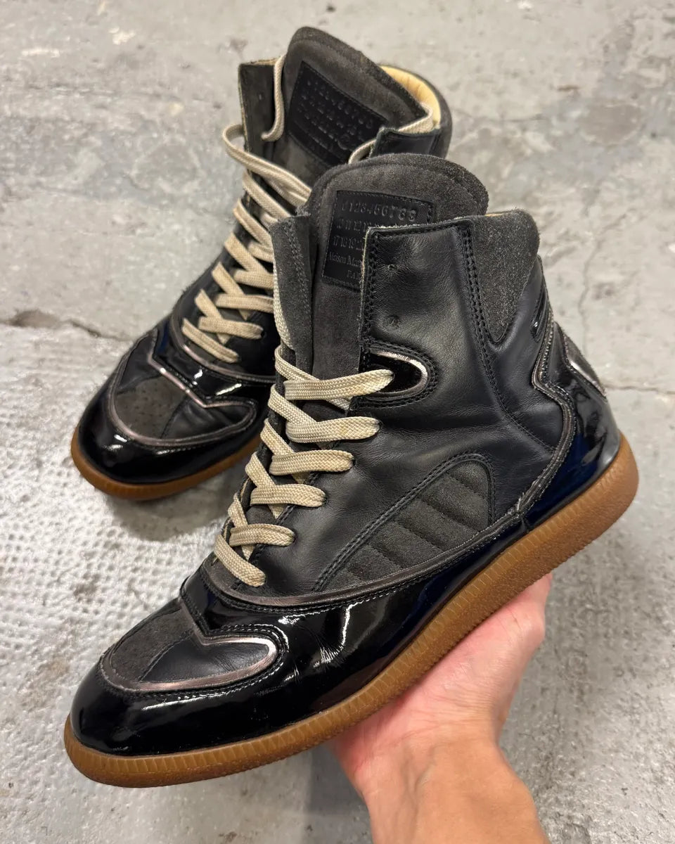 Maison Margiela Black Hybrid Satin Leather High Shoes (41eu/us8) HotxNCO 0