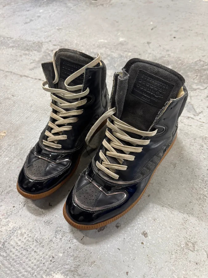 Maison Margiela Black Hybrid Satin Leather High Shoes (41eu/us8) HotxNCO 4