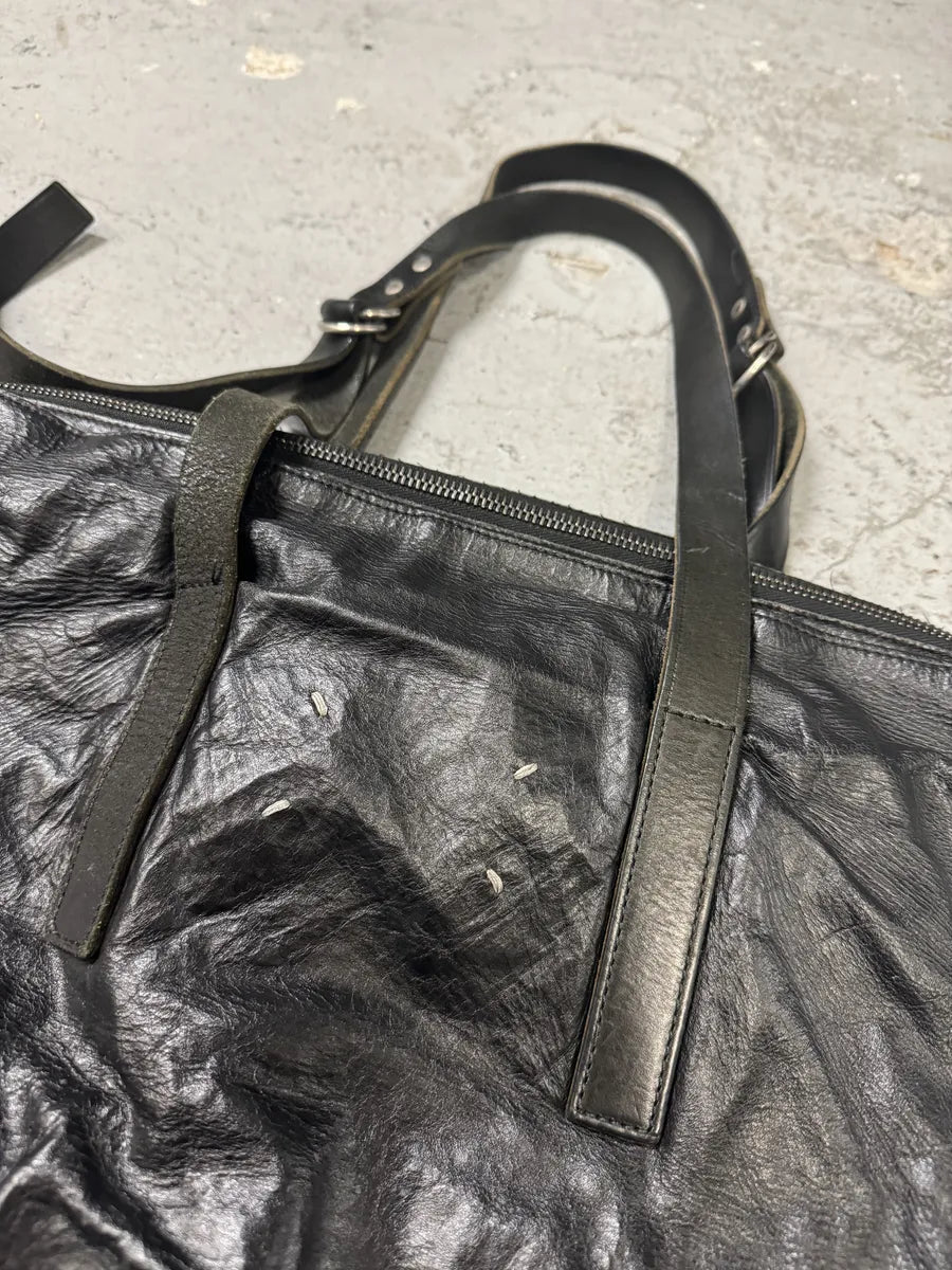Maison Margiela Black Leather Cabas Handle Bag (OS) 7