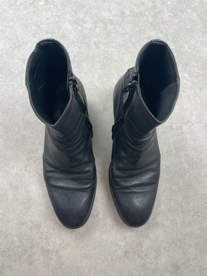 2000s Maison MartinMargiela Black Leather Cuban Heels Boots BBDHPsm 3