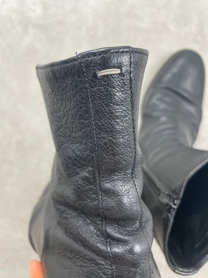 2000s Maison MartinMargiela Black Leather Cuban Heels Boots BBDHPsm 6