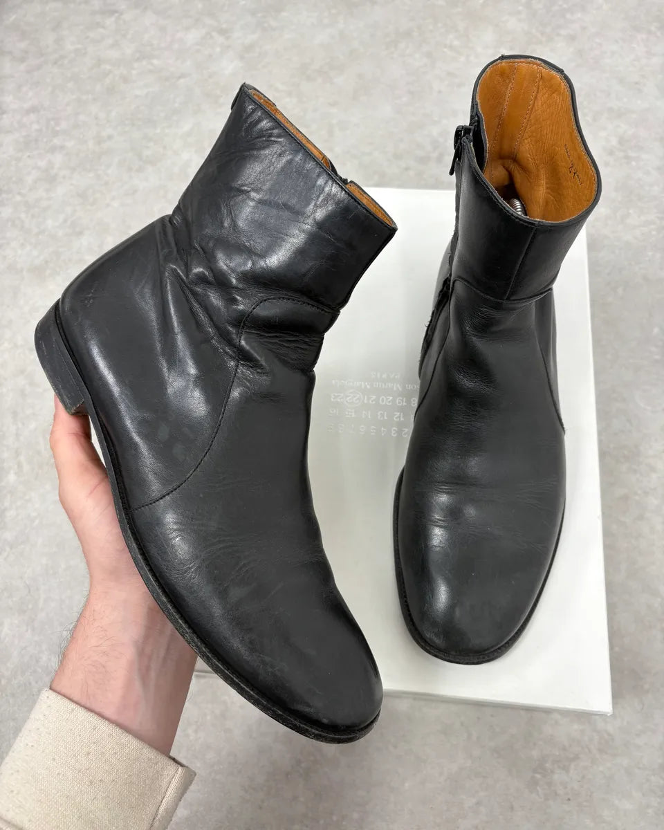 Maison Margiela Black Leather Eroded Boots DlKhLoI 0