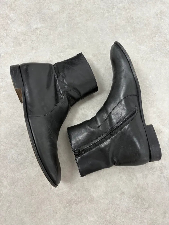 Maison Margiela Black Leather Eroded Boots DlKhLoI 5