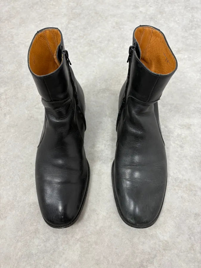 Maison Margiela Black Leather Eroded Boots DlKhLoI 1