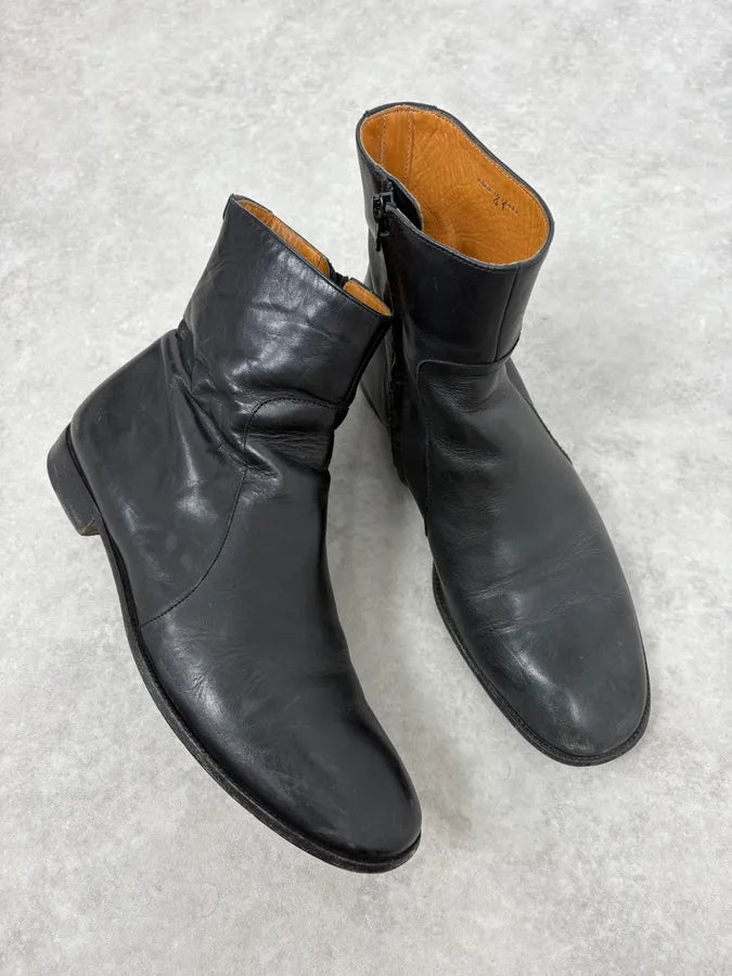 Maison Margiela Black Leather Eroded Boots DlKhLoI 4