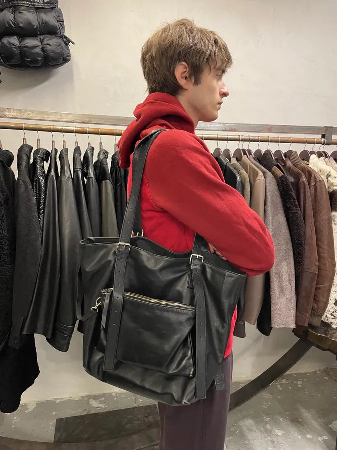 Maison Margiela Black Leather Handle Bag (OS) kRizNze 1