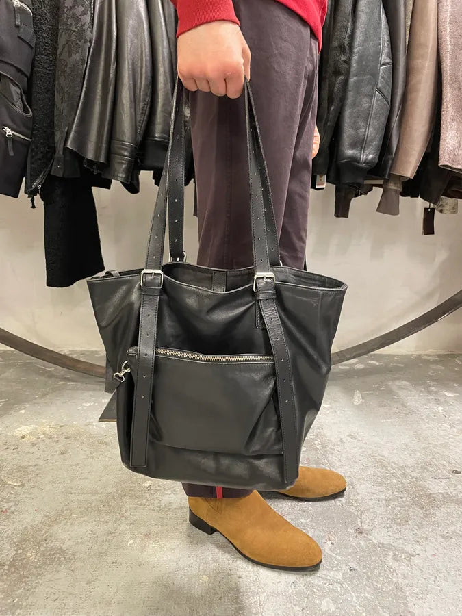 Maison Margiela Black Leather Handle Bag (OS) kRizNze 2