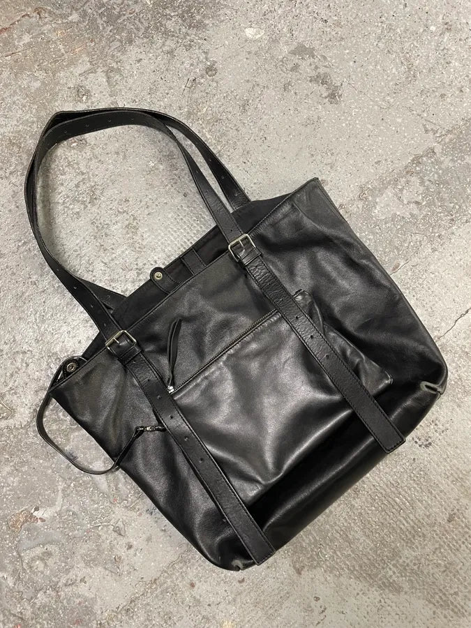 Maison Margiela Black Leather Handle Bag (OS) kRizNze 3