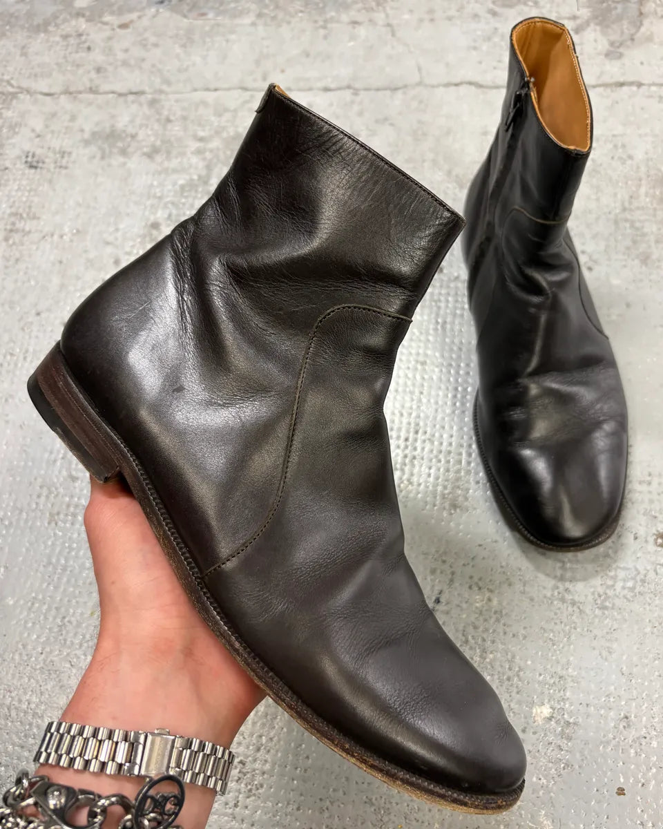 Maison Margiela Black Leather Zip Boots mMiOQYi 0