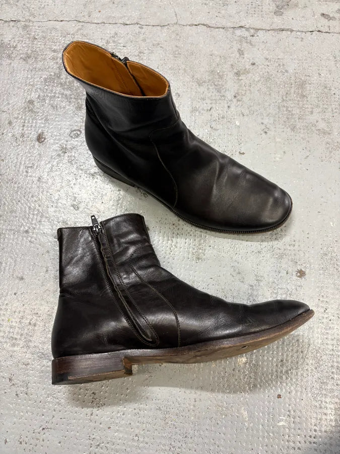 Maison Margiela Black Leather Zip Boots mMiOQYi 4