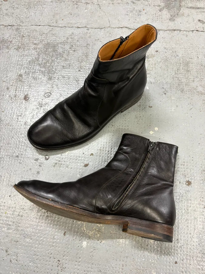 Maison Margiela Black Leather Zip Boots mMiOQYi 5