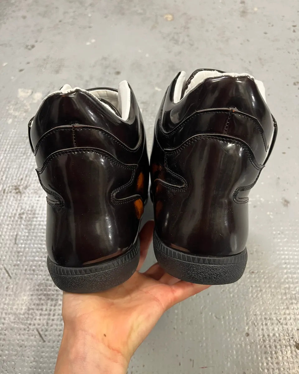 Maison Margiela Black Orange Leather Double Strap High Sneakers MzXZbtM 7