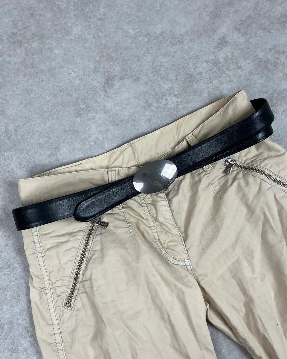 Maison Margiela Black Premium Grey Buckle Leather Belt eNVwvqL 0