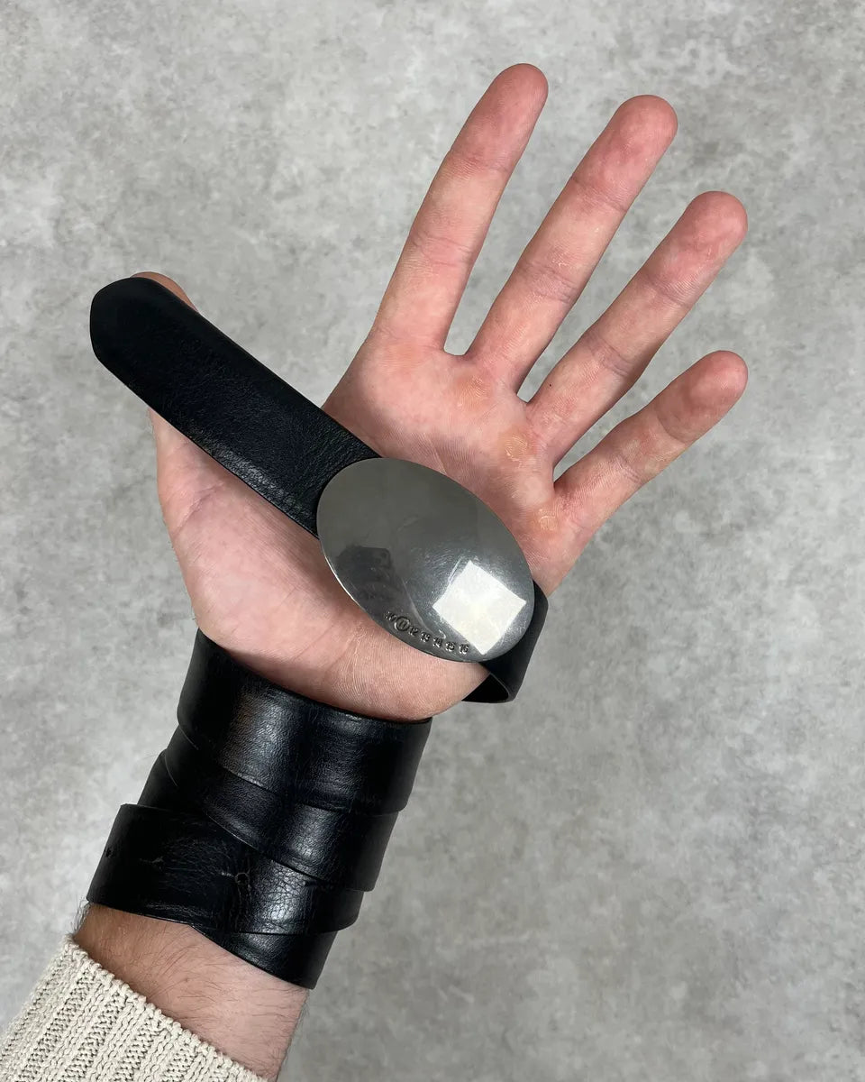 Maison Margiela Black Premium Grey Buckle Leather Belt eNVwvqL 2