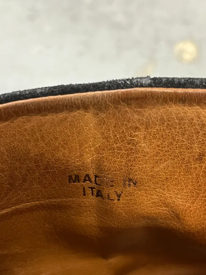 Maison Margiela Black Suede Leather Buckle Boots AfrtaAd 7