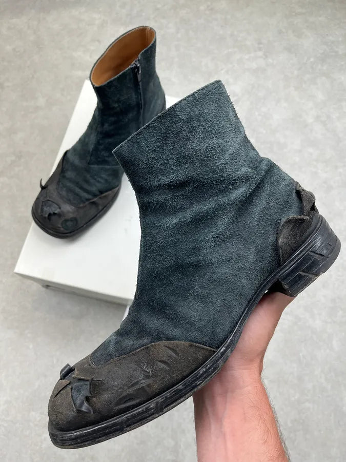 Maison Margiela Black Suede Ruched Toe Boots HdMLqxv 0