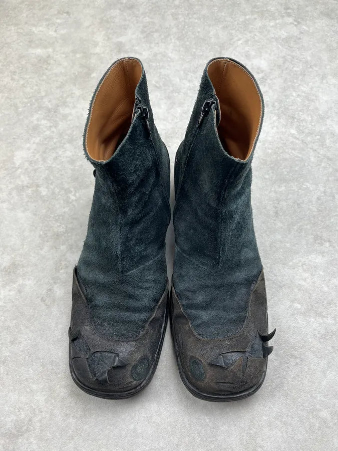 Maison Margiela Black Suede Ruched Toe Boots HdMLqxv 5