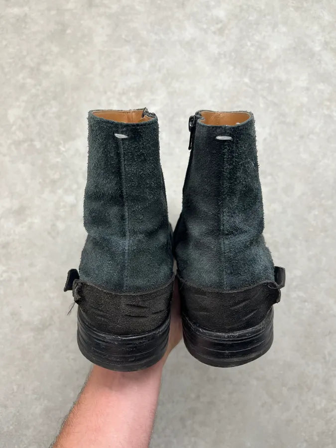 Maison Margiela Black Suede Ruched Toe Boots HdMLqxv 6