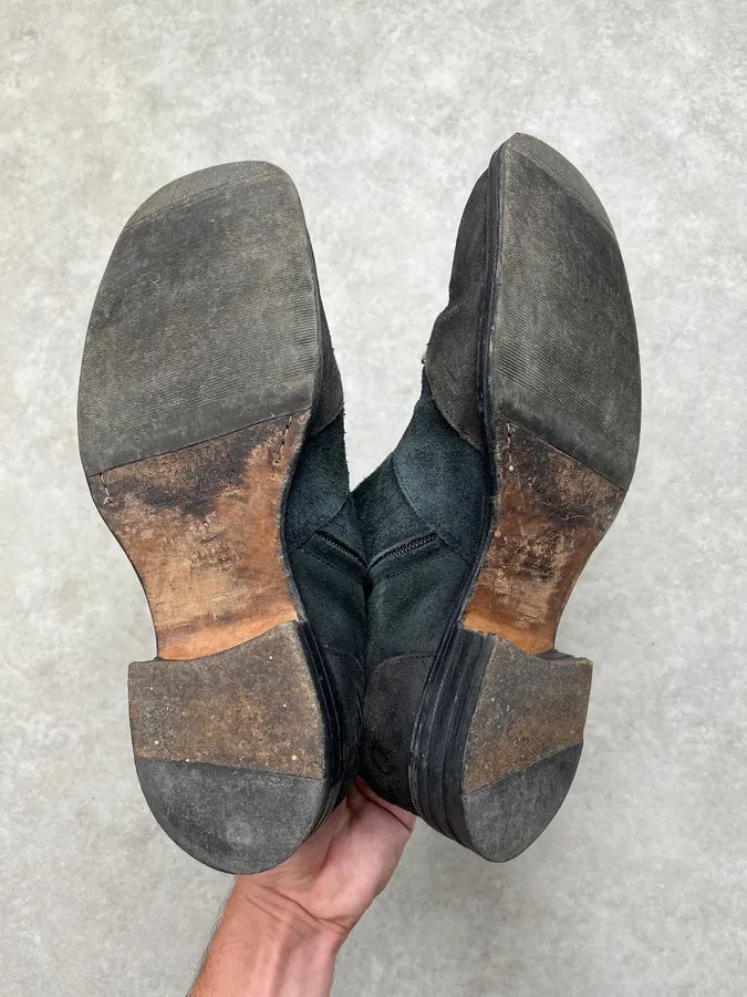 Maison Margiela Black Suede Ruched Toe Boots HdMLqxv 7