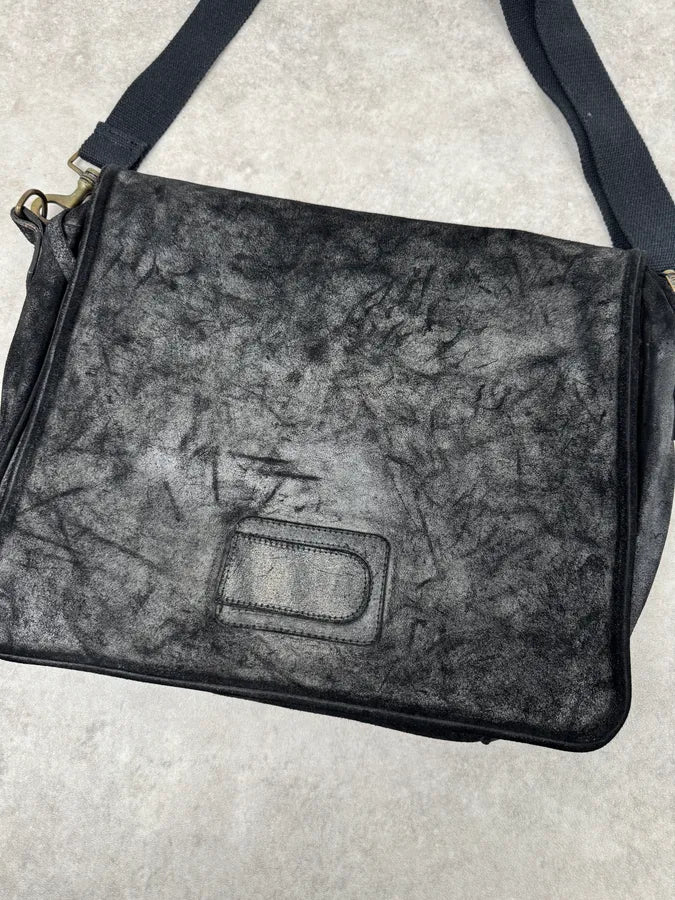 Maison Margiela Black Waxed Effect Leather Messenger Bag FdsKxjQ 4