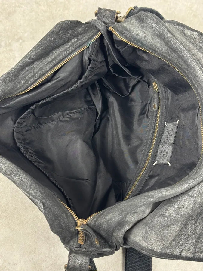 Maison Margiela Black Waxed Effect Leather Messenger Bag FdsKxjQ 8