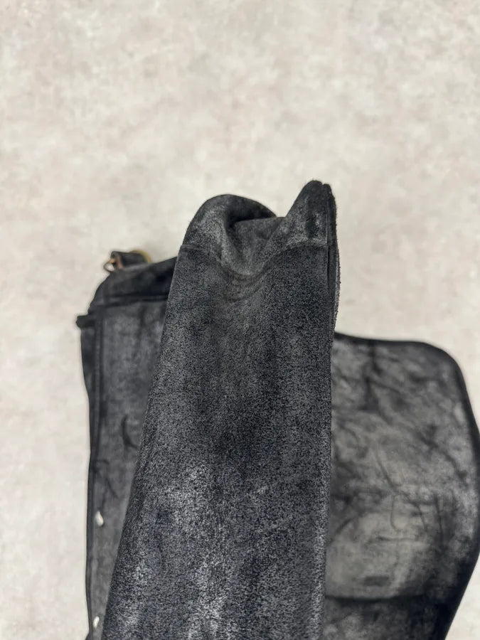 Maison Margiela Black Waxed Effect Leather Messenger Bag FdsKxjQ 9