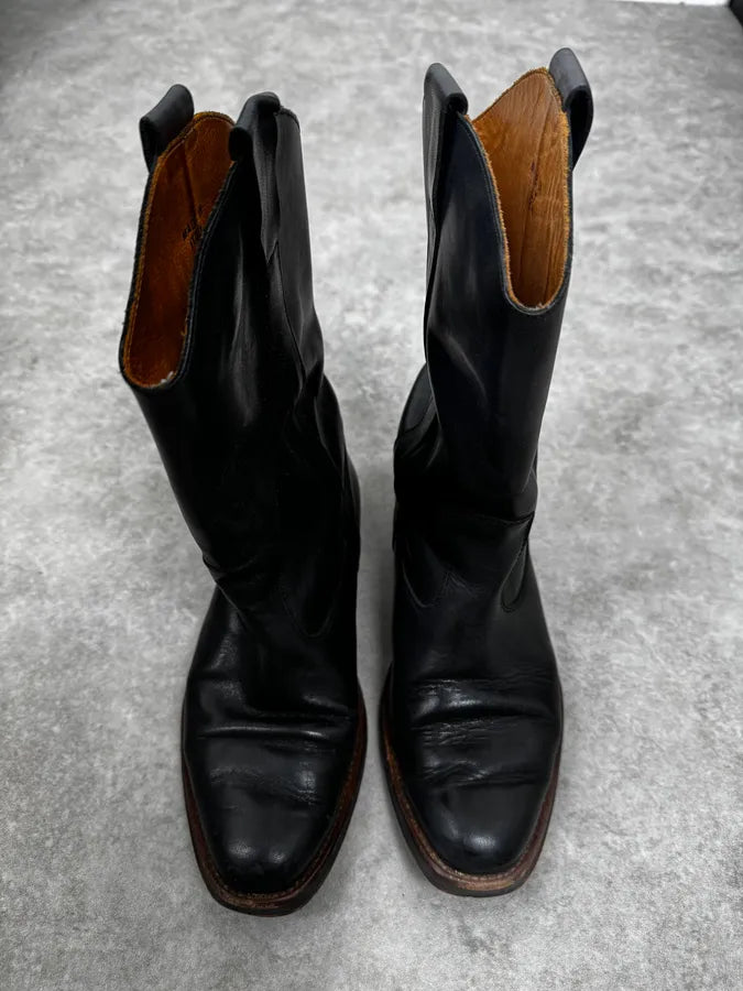 Maison Margiela Black Western Texan Black Ankle Leather Boots nkAlLno 2