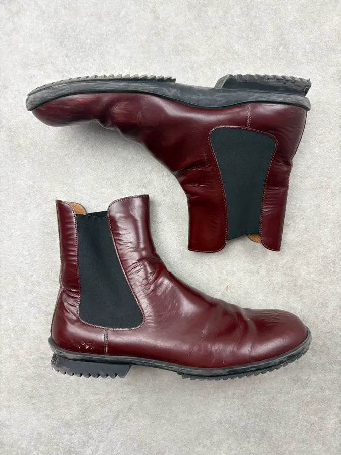 Maison Margiela Bordeaux Leather Chelsea Boots OzBjXoH 2