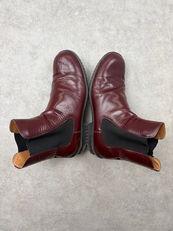 Maison Margiela Bordeaux Leather Chelsea Boots OzBjXoH 4