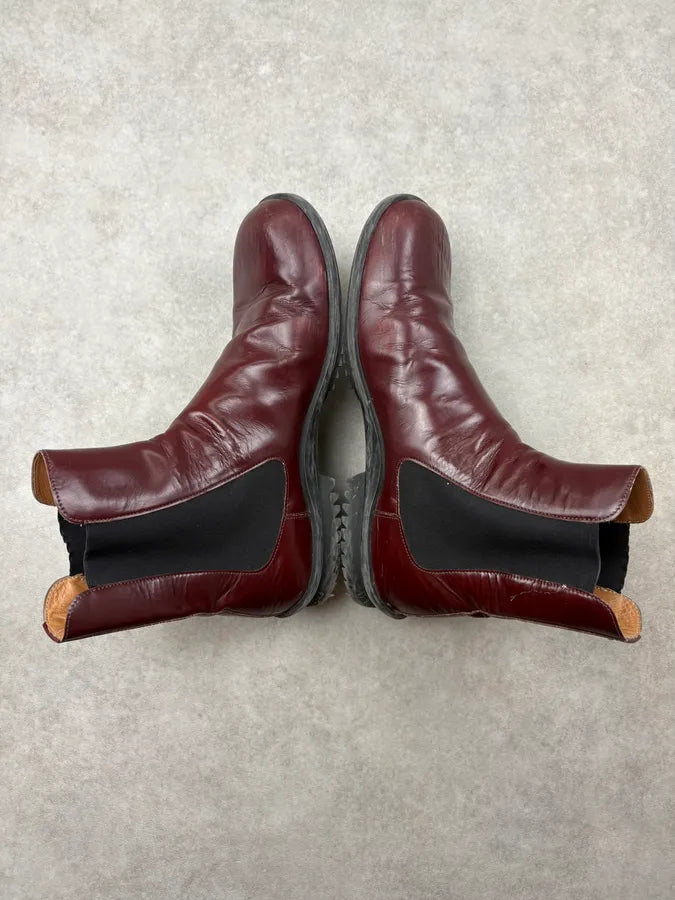 Maison Margiela Bordeaux Leather Chelsea Boots OzBjXoH 3