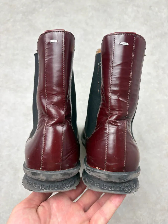 Maison Margiela Bordeaux Leather Chelsea Boots OzBjXoH 5