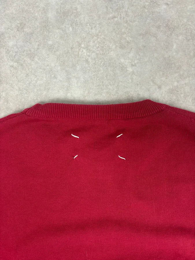 SS2015 Maison Margiela Red Bordeaux Wool Signature Elbow Patch Sweater ajbSvin 5