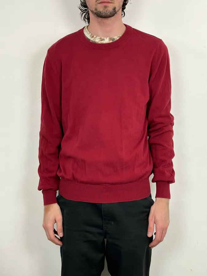 SS2015 Maison Margiela Red Bordeaux Wool Signature Elbow Patch Sweater ajbSvin 1