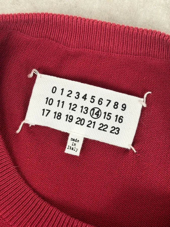 SS2015 Maison Margiela Red Bordeaux Wool Signature Elbow Patch Sweater ajbSvin 7