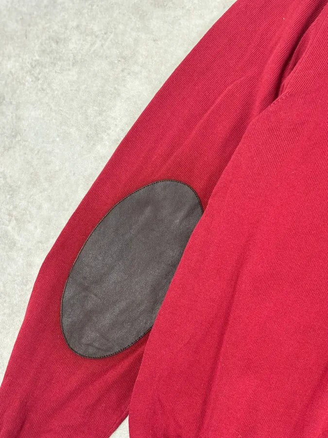 SS2015 Maison Margiela Red Bordeaux Wool Signature Elbow Patch Sweater ajbSvin 6