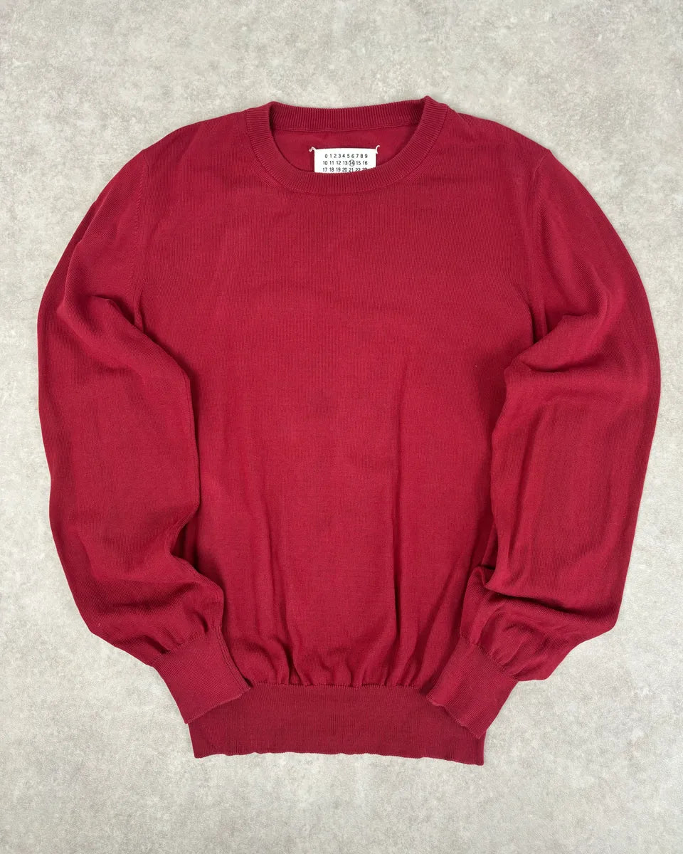 SS2015 Maison Margiela Red Bordeaux Wool Signature Elbow Patch Sweater ajbSvin 3