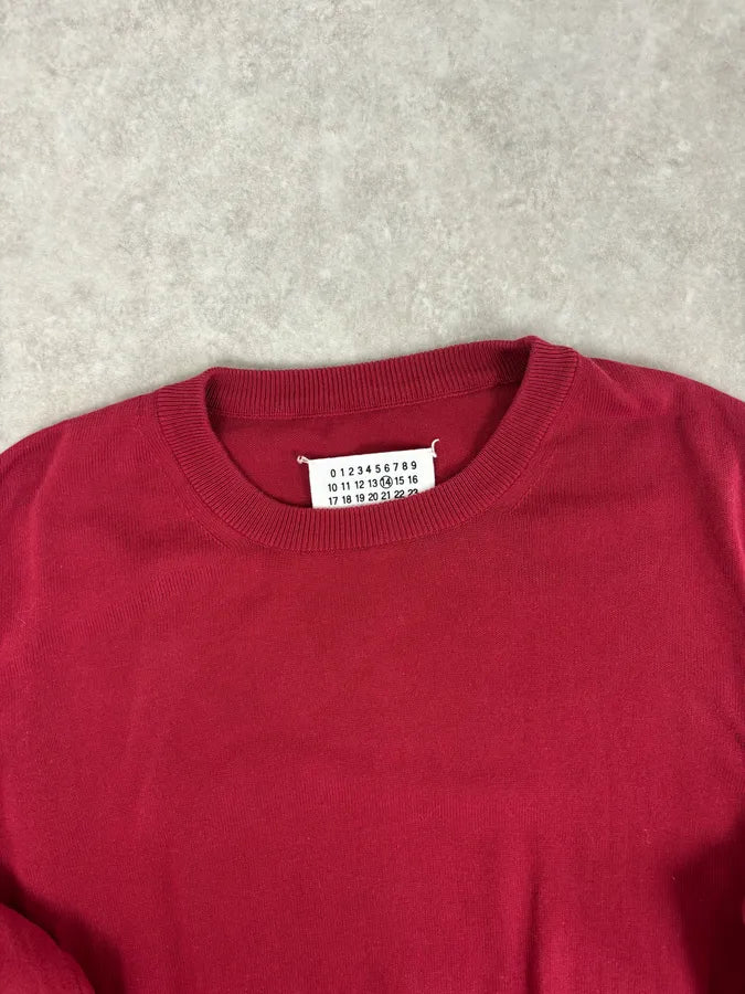 SS2015 Maison Margiela Red Bordeaux Wool Signature Elbow Patch Sweater ajbSvin 4