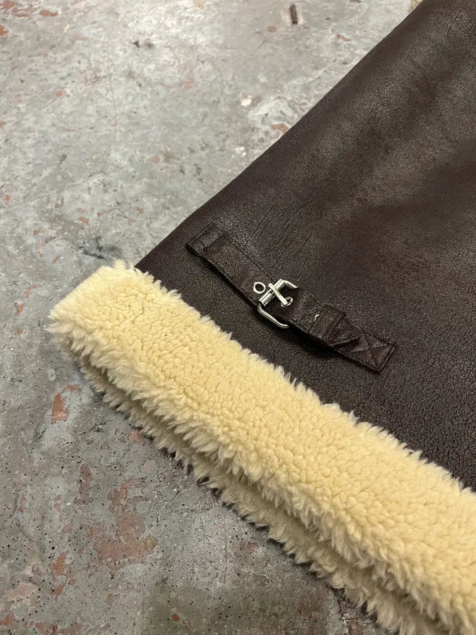Maison Margiela Brown 5 Zips Shearling Leather Vest PJEqaAD 6