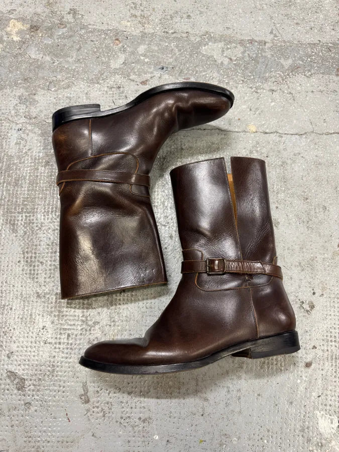 Maison Margiela Brown Ankle Leather Boots DCLLoMn 2