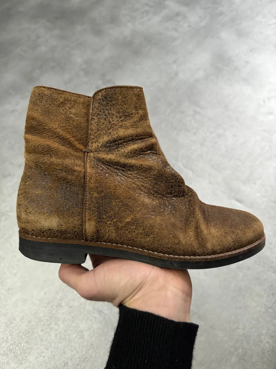 Maison Margiela Brown Cracked Eroded Brown Leather Boots qDaofby 2