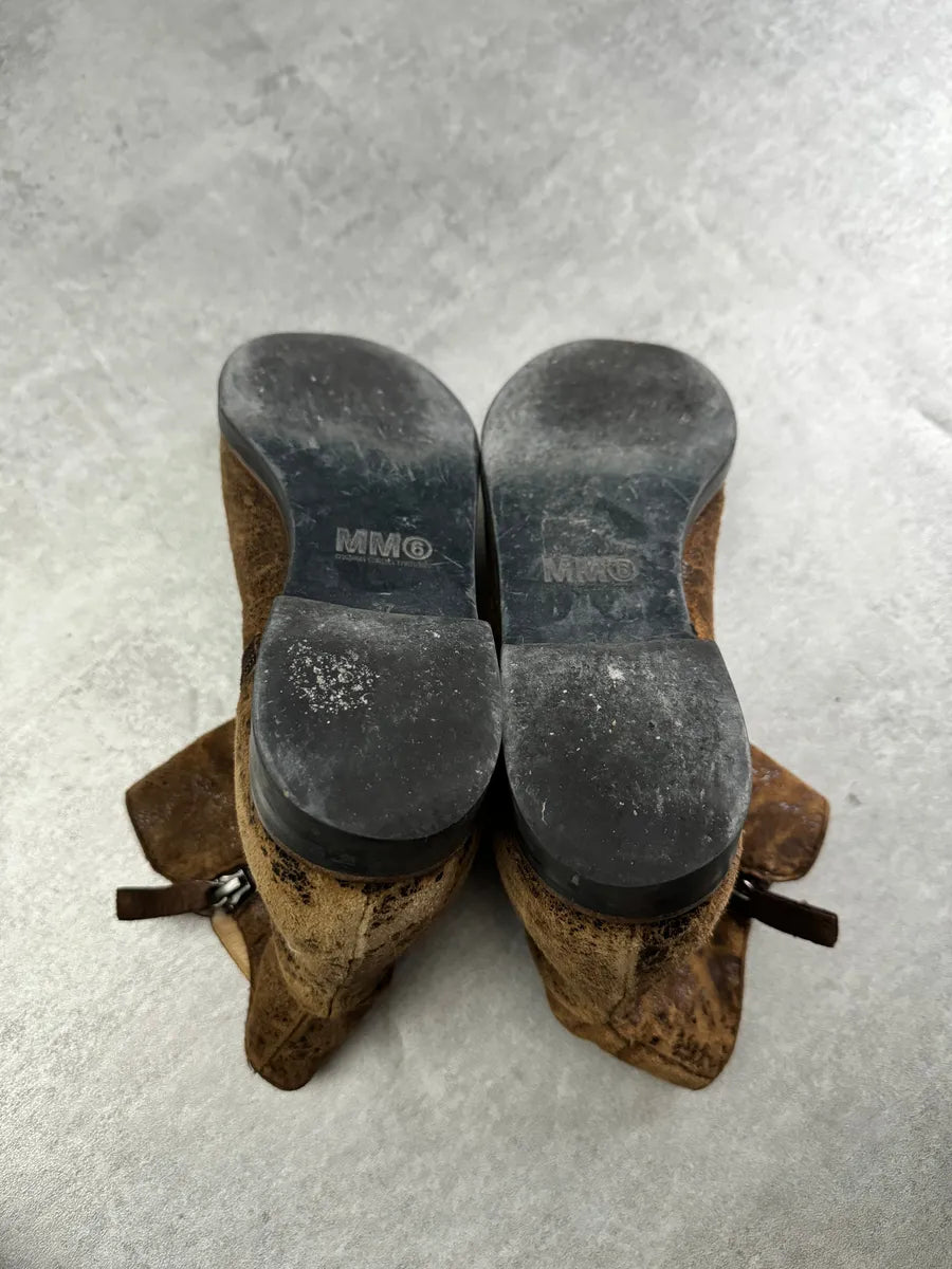 Maison Margiela Brown Cracked Eroded Brown Leather Boots qDaofby 6