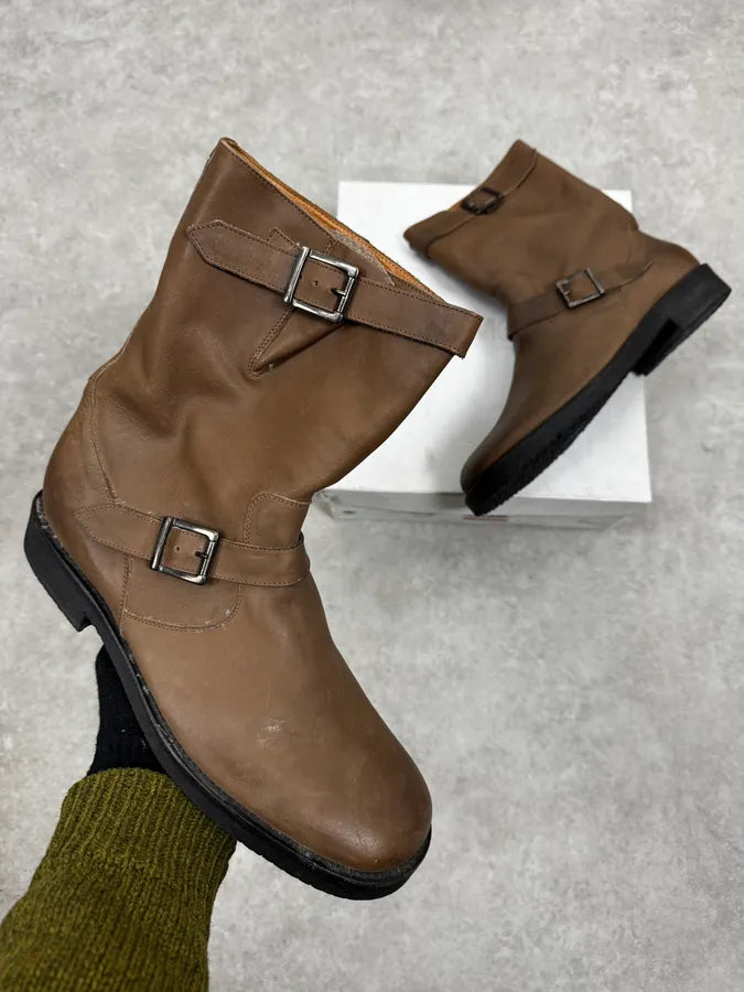 Maison Margiela Brown Double Buckle Leather Boots IfsPZPs 0