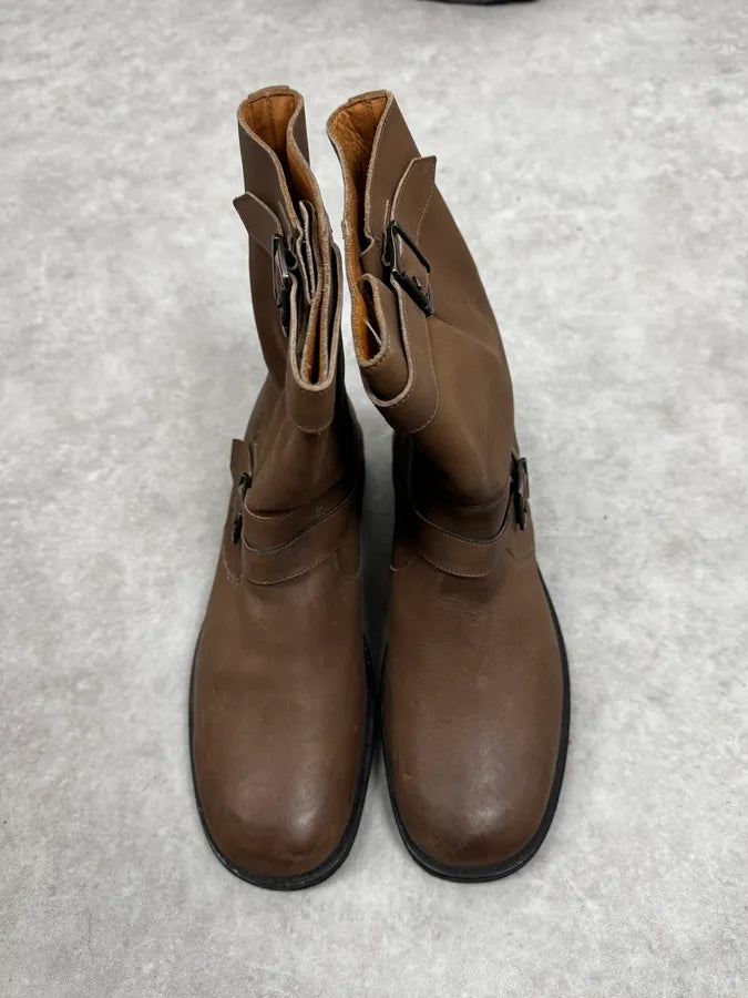 Maison Margiela Brown Double Buckle Leather Boots IfsPZPs 2