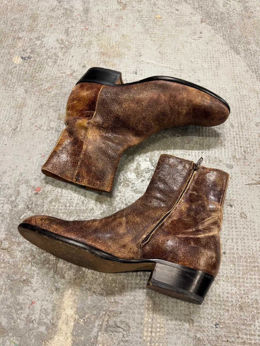 Maison Margiela Brown Eroded Leather Boots (41eu/us8) hUqdnne 1