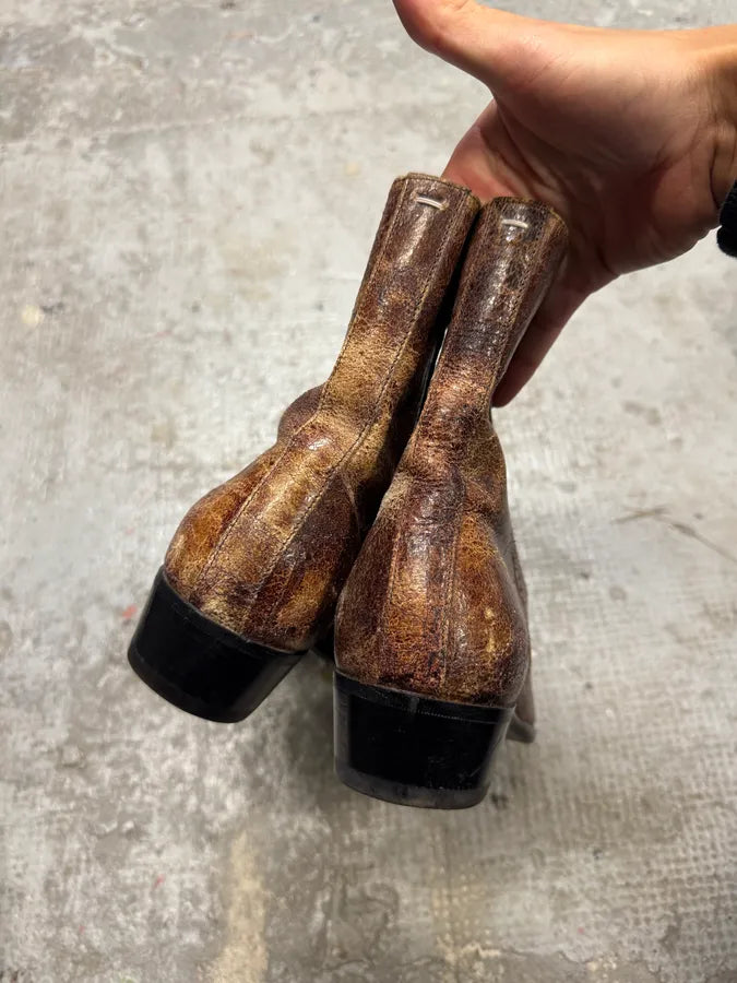 Maison Margiela Brown Eroded Leather Boots (41eu/us8) hUqdnne 2