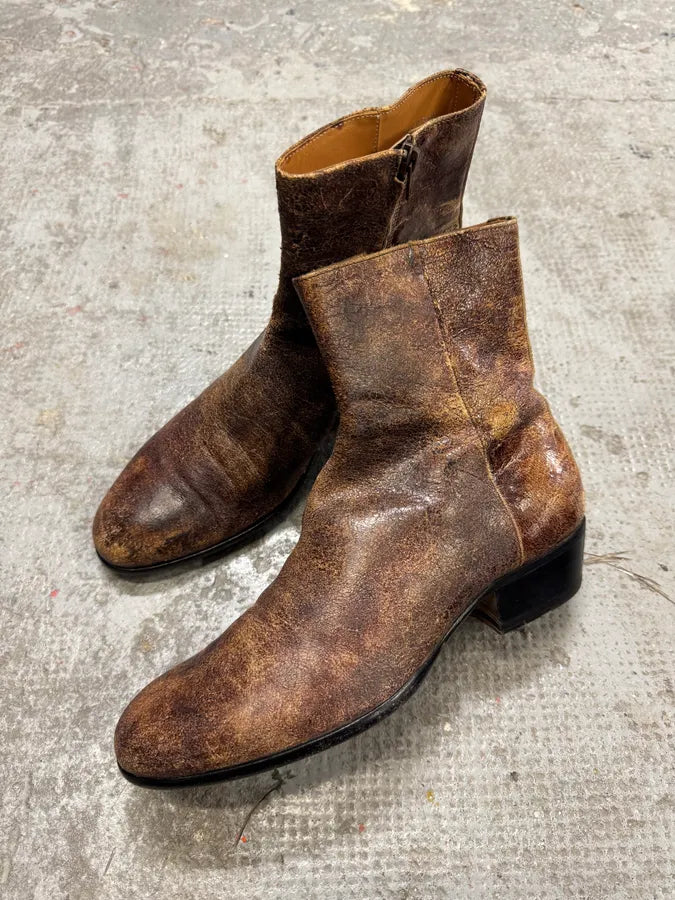 Maison Margiela Brown Eroded Leather Boots (41eu/us8) hUqdnne 6