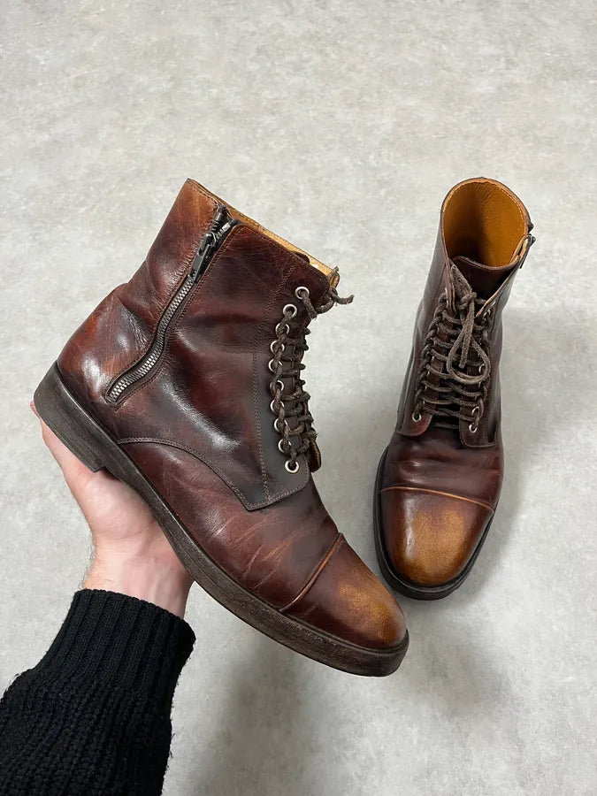 Maison Margiela Brown Eroded Leather Boots uZexIbo 0