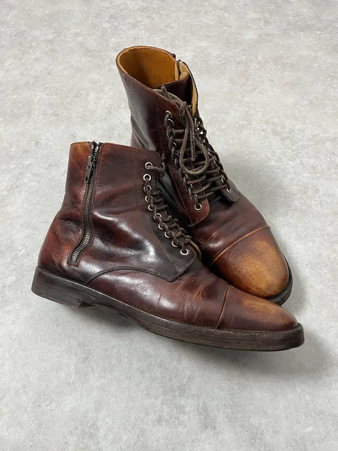 Maison Margiela Brown Eroded Leather Boots uZexIbo 2